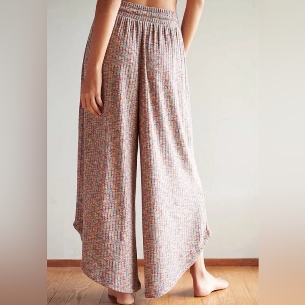 Daily Practice Anthropologie Multicolor Wide Leg Ribbed Flounce Pants XSP - Picture 3 of 9